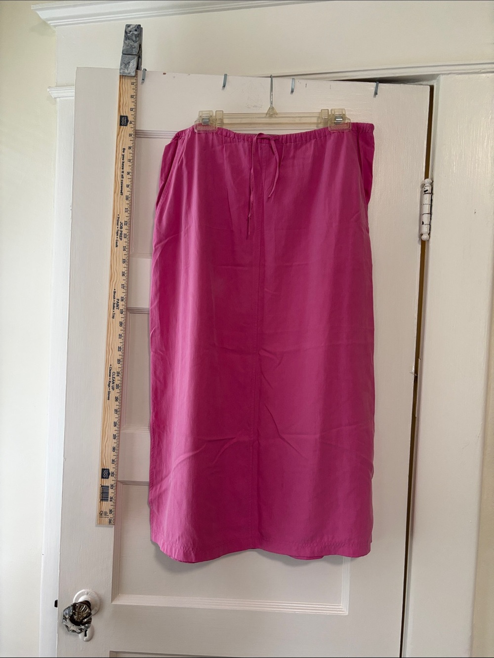 Lord & Taylor Pink Silk Drawstring Silk Skirt with side slit. Petite small. EUC.